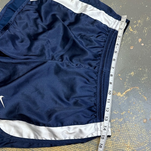 Nike Team Soccer Shorts Navy Blue Vintage Shiny Medium White Grey Tag - Picture 8 of 13